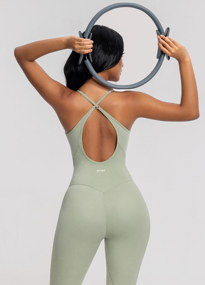 Criss-cross backless jumpsuit